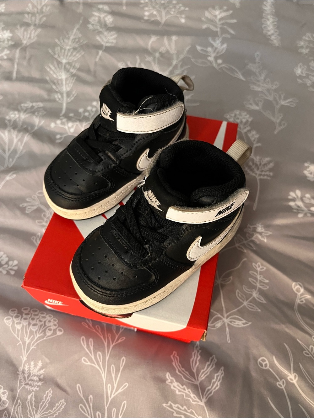 Nike Kids Black and White Mid-Top Sneakers